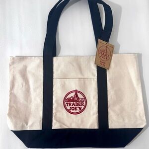Trader Joe's Canvas Tote in Natural with Black Accents